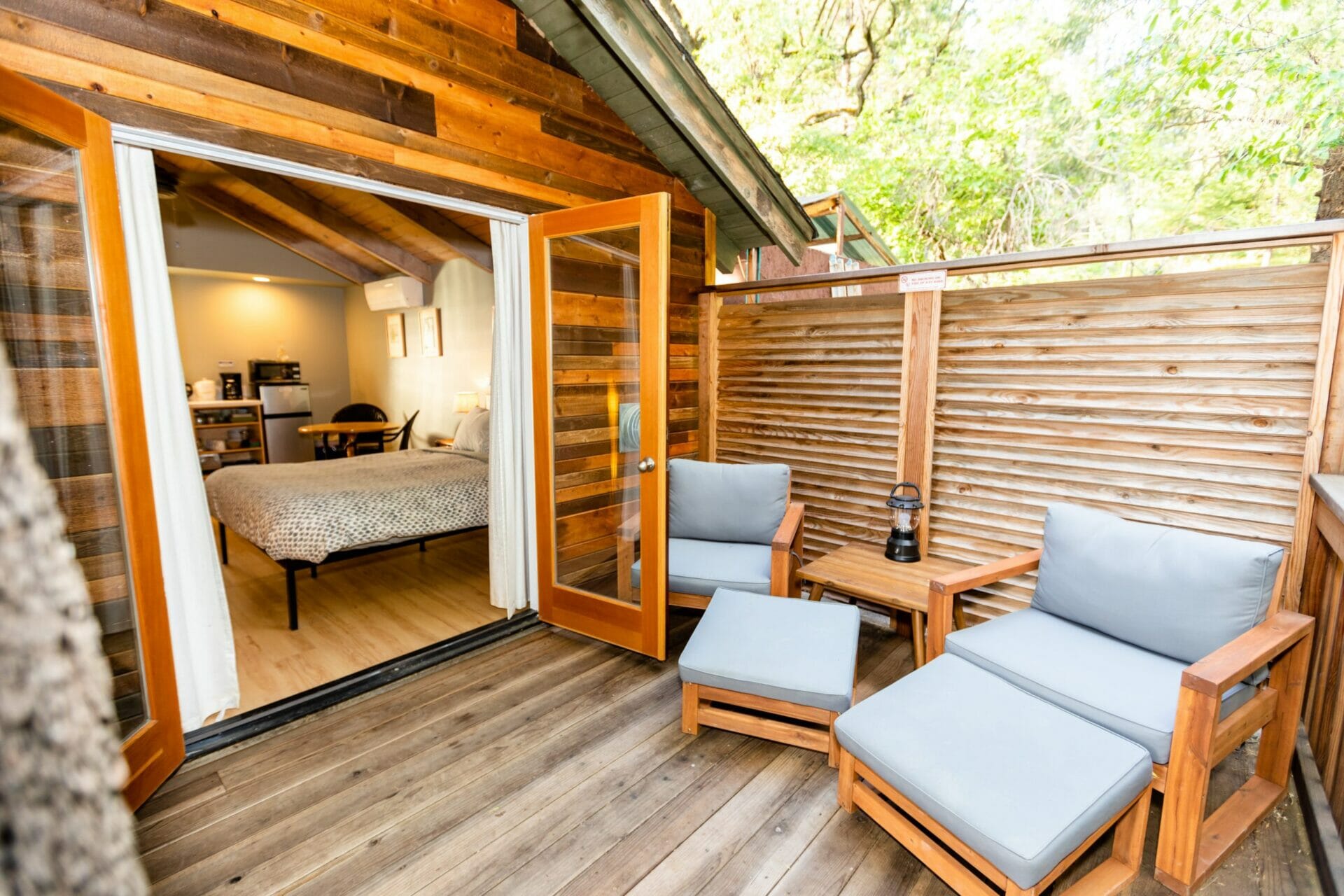 the terrace of reverie retreat cottage with the view of the bedroom